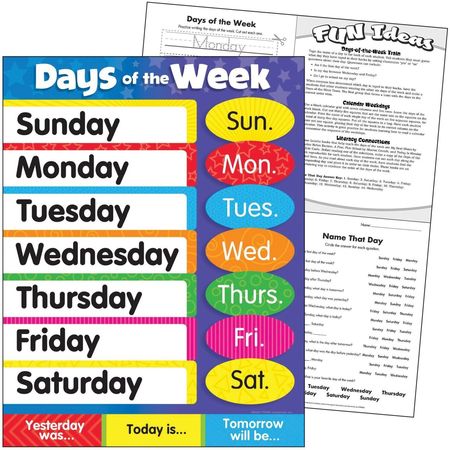TREND ENTERPRISES Days of the Week Stars Learning Chart, 17in x 22in T38203